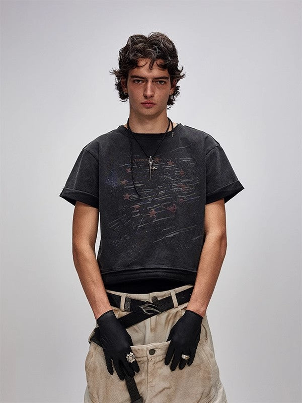 Flyerrer Yue Mo 25ss double hem round neck pure cotton top