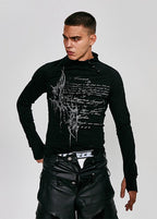 FLYERRER 25SS curved sleeve printed T-shirt slim fit base top FR232