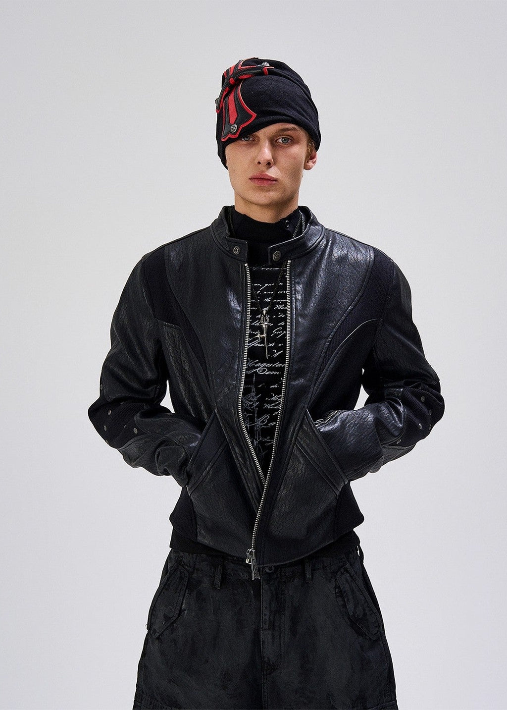 Flyerrer 25AW Heavy-Duty Irregular Paneled American-Style Biker Leather Jacket FR288