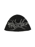 Flyerrer Organic Skeleton Gothic‑Script Ice‑Silk Skullcap, Breathable Dark‑Alt Street‑Beanie FR013'S