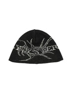 Flyerrer Organic Skeleton Gothic‑Script Ice‑Silk Skullcap, Breathable Dark‑Alt Street‑Beanie FR013'S