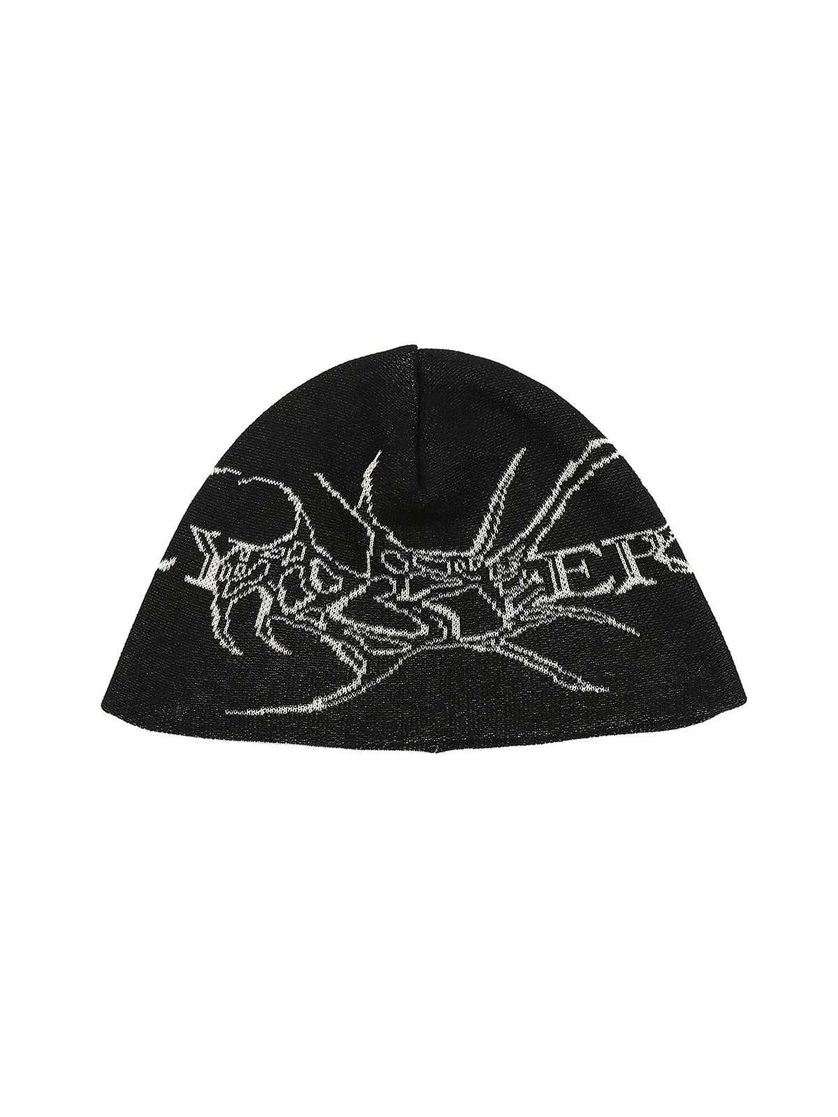 Flyerrer Organic Skeleton Gothic‑Script Ice‑Silk Skullcap, Breathable Dark‑Alt Street‑Beanie FR013'S