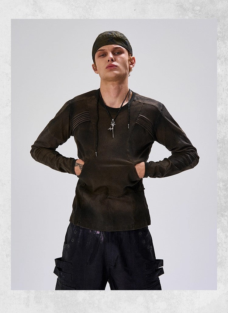 Flyerrer 25AW Slim-Fit Knit Biker Top with Irregular Splicing