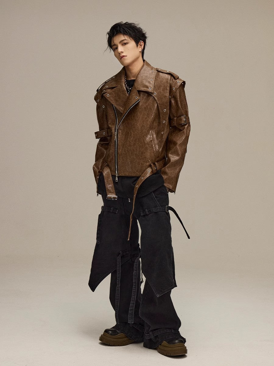 FLYERRER 23FW fake two piece hardware decoration wide leg jeans