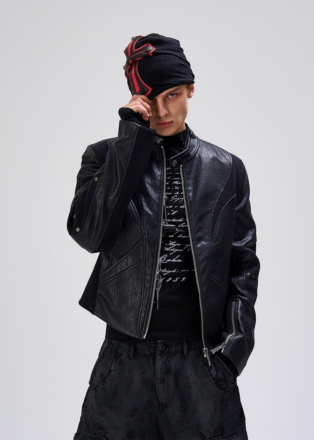 Flyerrer 25AW Heavy-Duty Irregular Paneled American-Style Biker Leather Jacket FR288