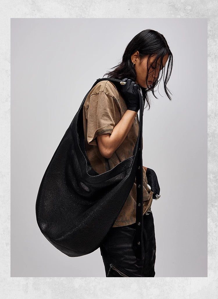 Flyerrer25ss top layer cowhide half moon shaped soft leather shoulder bag