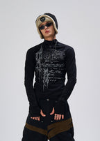 FLYERRER 25SS curved sleeve printed T-shirt slim fit base top FR232