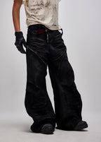 Flyerrer 25ss washed denim curved knife pants FR256