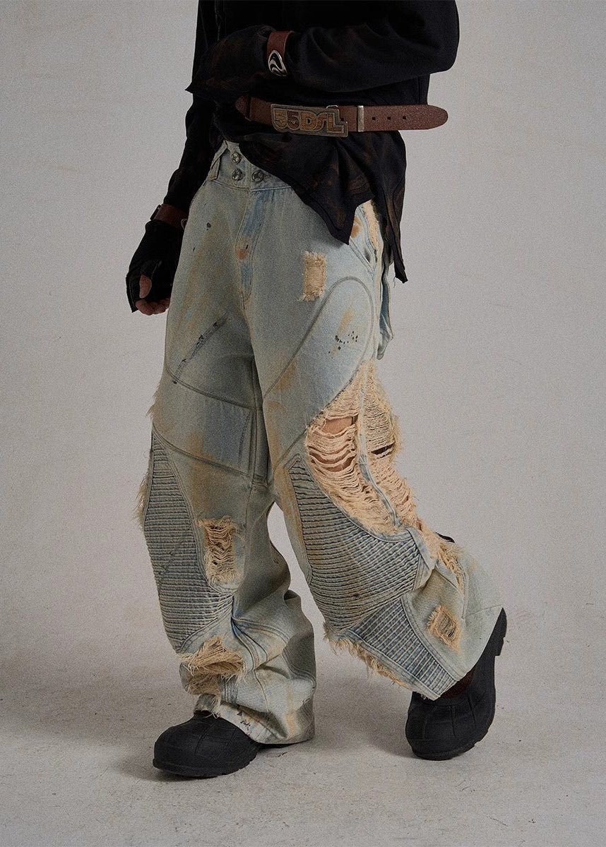 FLYERRER 24AW vintage splashed ink wide leg jeans FR080