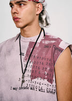 FLYERRER 25SS gray powder printed vintage short round neck vest FR225