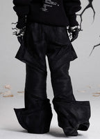 FLYERRER 24AW denim patchwork coated oil wax pants FR209