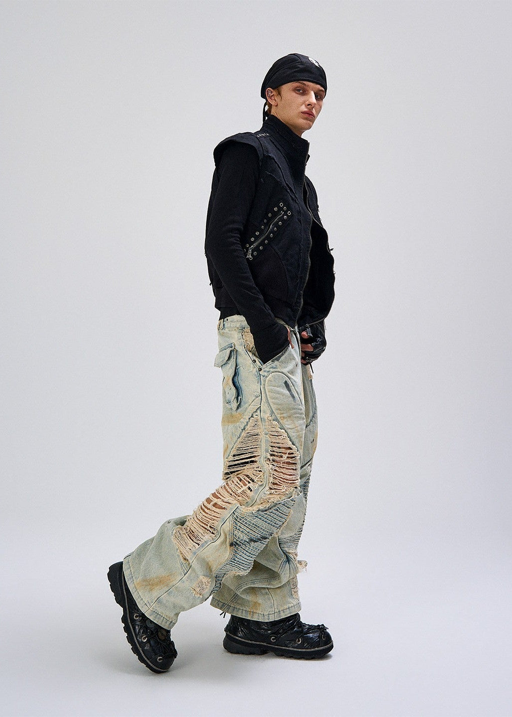 FLYERRER 24AW vintage splashed ink wide leg jeans FR080