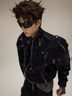 FLYERRER 23FW Black Crocodile Pattern Velvet Splicing Coat FR065