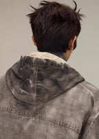 FLYERRER 23FW distressed mud dyed black silhouette jacket with cotton jacket FR078