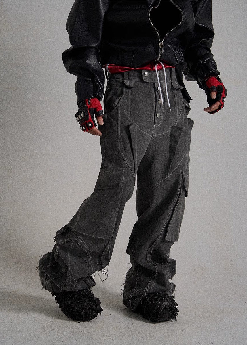 FLYERRER 24AW Irregular Splicing Used Jeans FR179