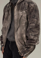 FLYERRER 23FW distressed mud dyed black silhouette jacket with cotton jacket FR078