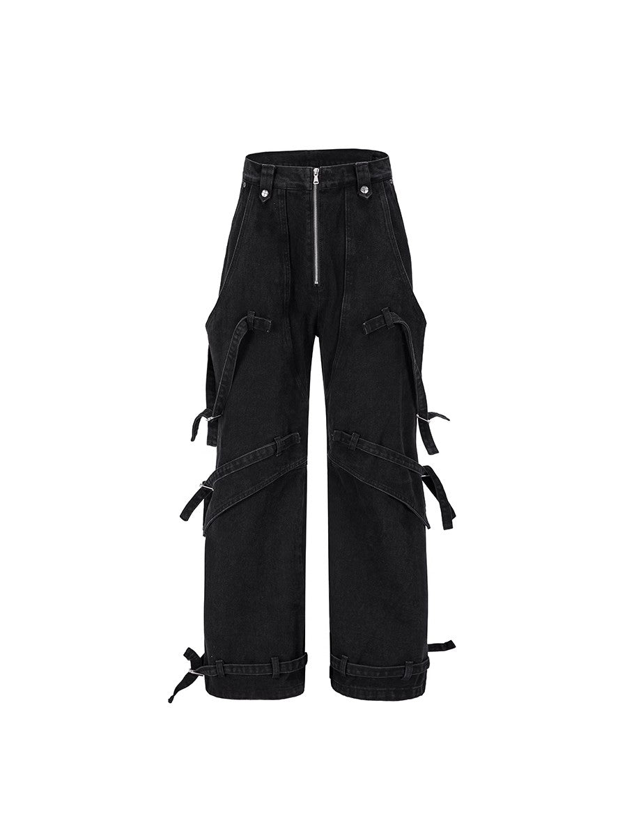FLYERRER 23FW fake two piece hardware decoration wide leg jeans