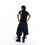 FLYERRER 26SS Black Cross Rubber Washed Raw Edge Loose Distressed Seven-Point Sweatpants FR328