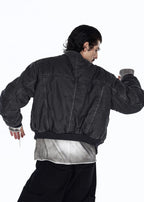 Flyerrer 25AW Oversized Vintage Distressed Rubber Paste Printed Cotton Jacket FR322