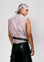 FLYERRER 25SS gray powder printed vintage short round neck vest FR225
