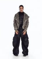 Flyerrer 25ss irregular wax brushed distressed curved jeans FR257