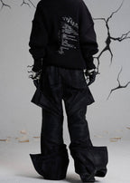 FLYERRER 24AW denim patchwork coated oil wax pants FR209