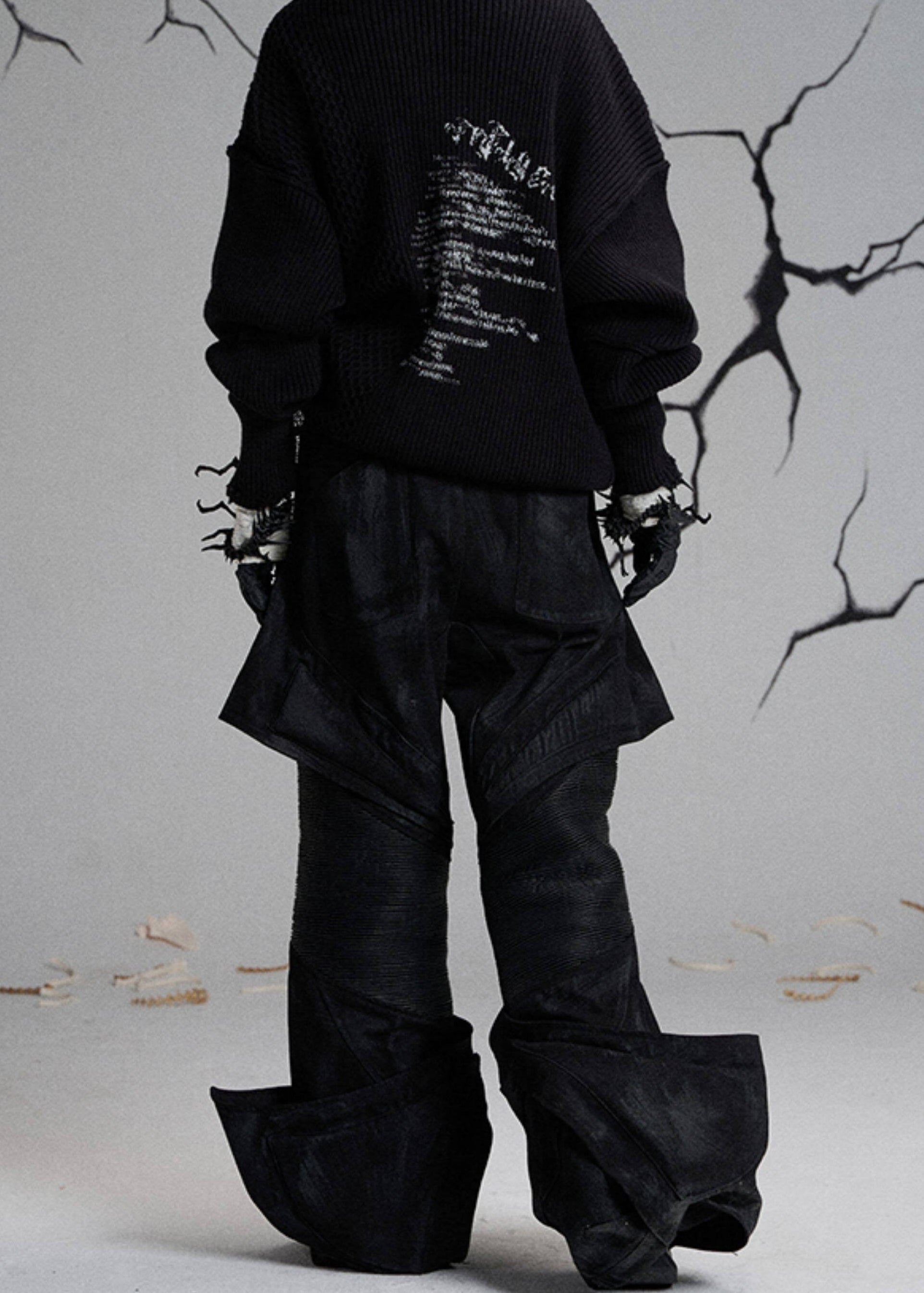 FLYERRER 24AW denim patchwork coated oil wax pants FR209