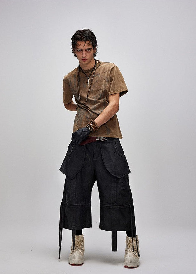 Flyerrer 25ss workwear casual pants drawstring shorts FR267