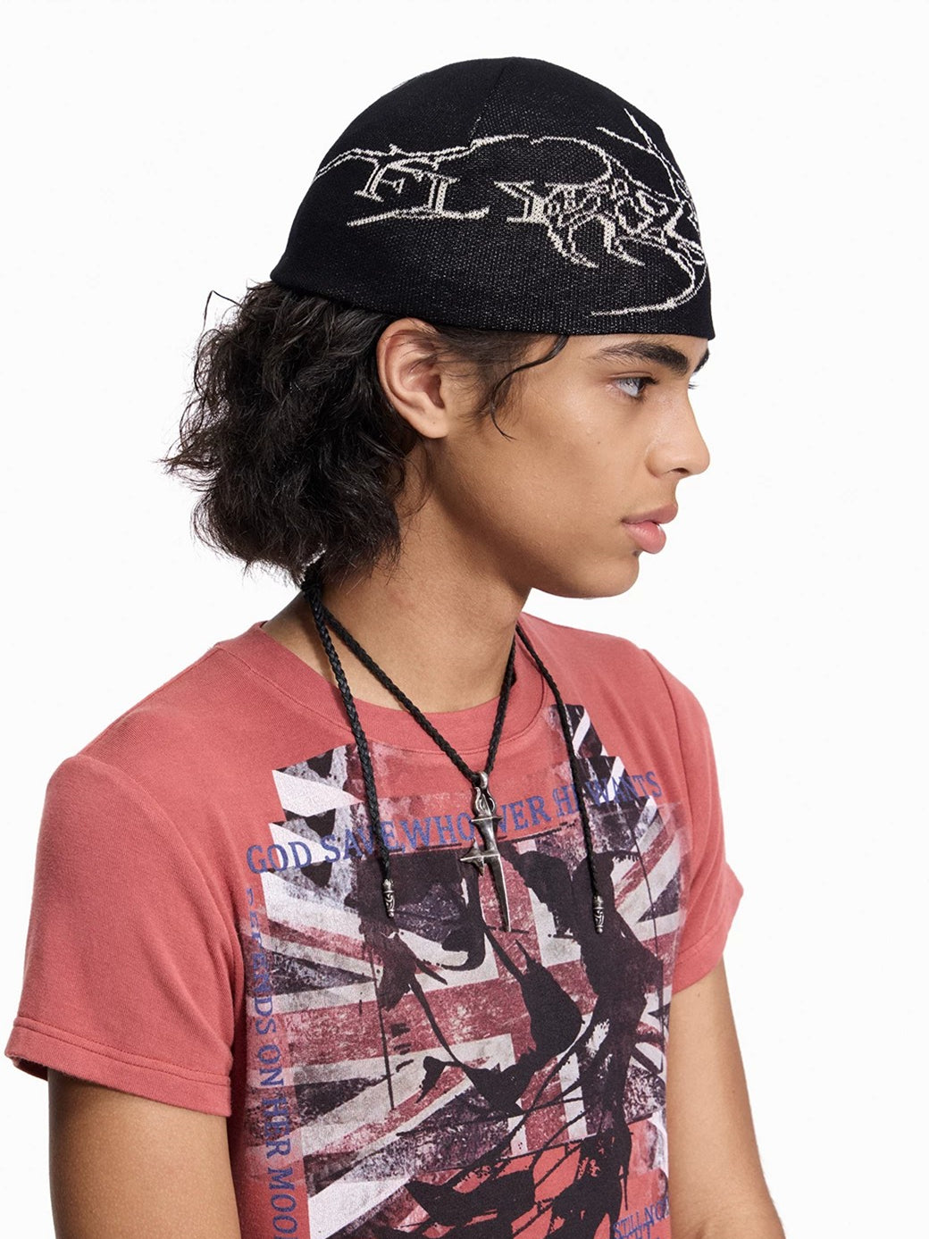 Flyerrer Organic Skeleton Gothic‑Script Ice‑Silk Skullcap, Breathable Dark‑Alt Street‑Beanie FR013'S