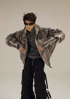 FLYERRER 23FW distressed mud dyed black silhouette jacket with cotton jacket FR078