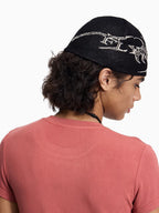 Flyerrer Organic Skeleton Gothic‑Script Ice‑Silk Skullcap, Breathable Dark‑Alt Street‑Beanie FR013'S