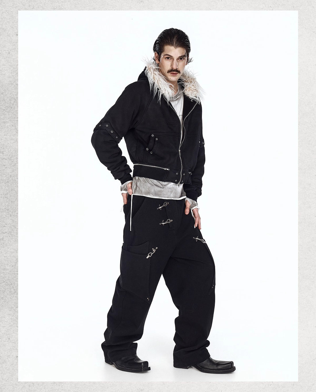 Flyerrer 25AW Niche American-Style Oversized Curved Black Denim Jeans with Airplane Buckle