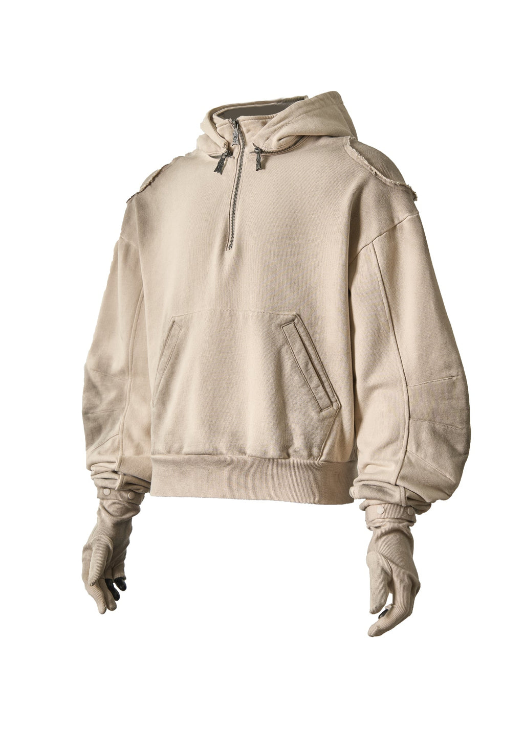FLYERRER 25SS retro hooded sweatshirt with detachable curved knife sleeves FR237