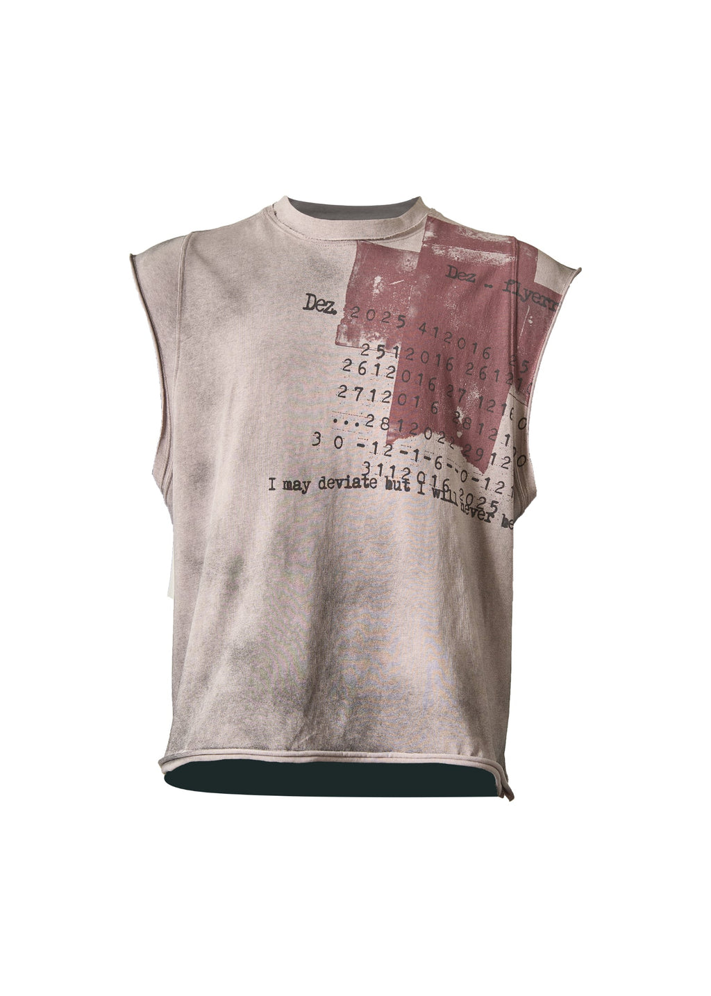 FLYERRER 25SS gray powder printed vintage short round neck vest FR225