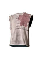FLYERRER 25SS gray powder printed vintage short round neck vest FR225