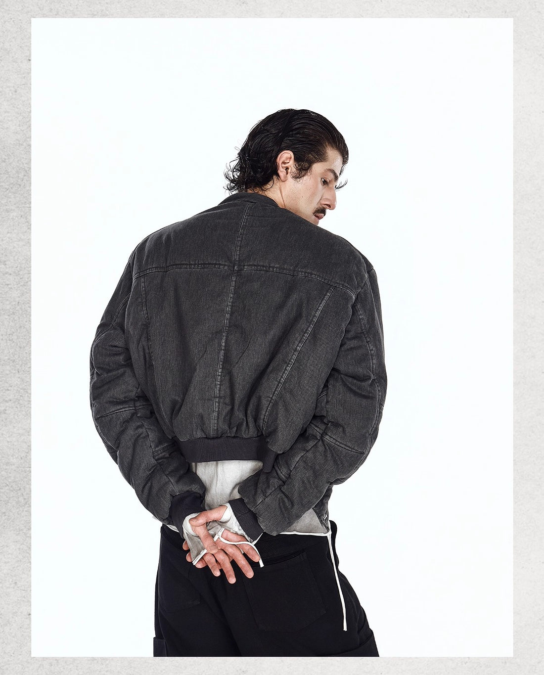 Flyerrer 25AW Oversized Vintage Distressed Rubber Paste Printed Cotton Jacket