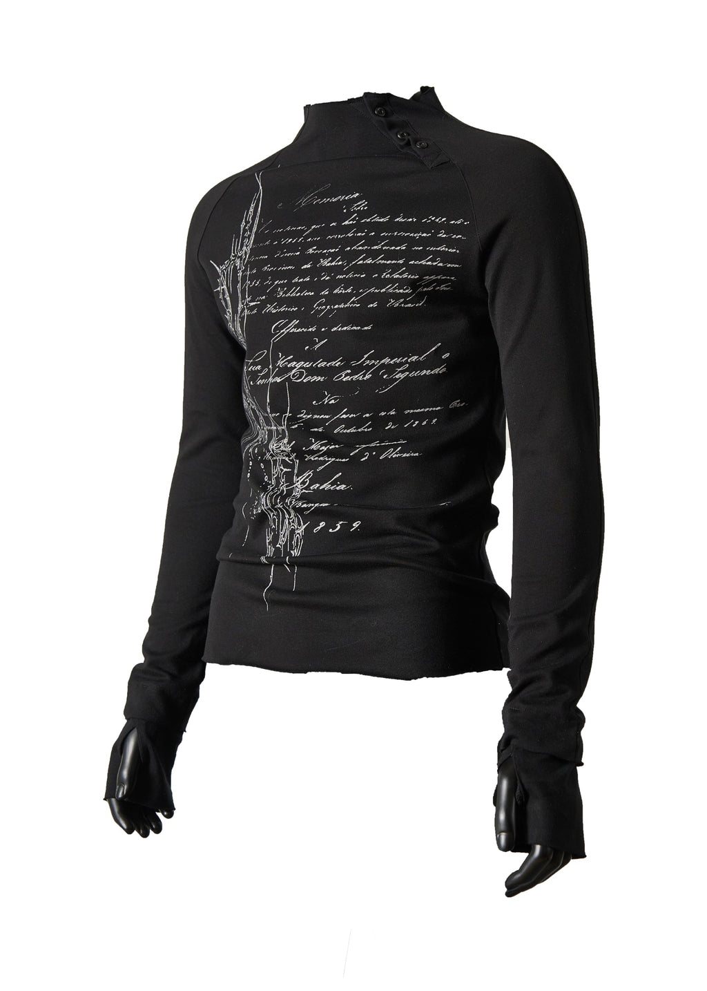 FLYERRER 25SS curved sleeve printed T-shirt slim fit base top FR232