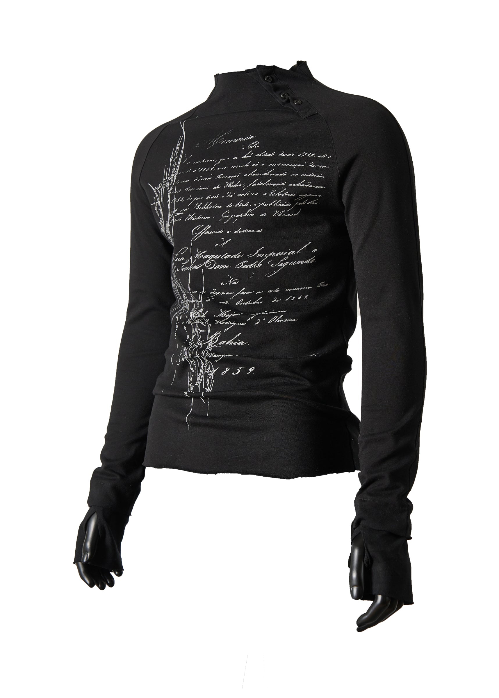 FLYERRER 25SS curved sleeve printed T-shirt slim fit base top FR232
