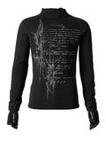 FLYERRER 25SS curved sleeve printed T-shirt slim fit base top FR232