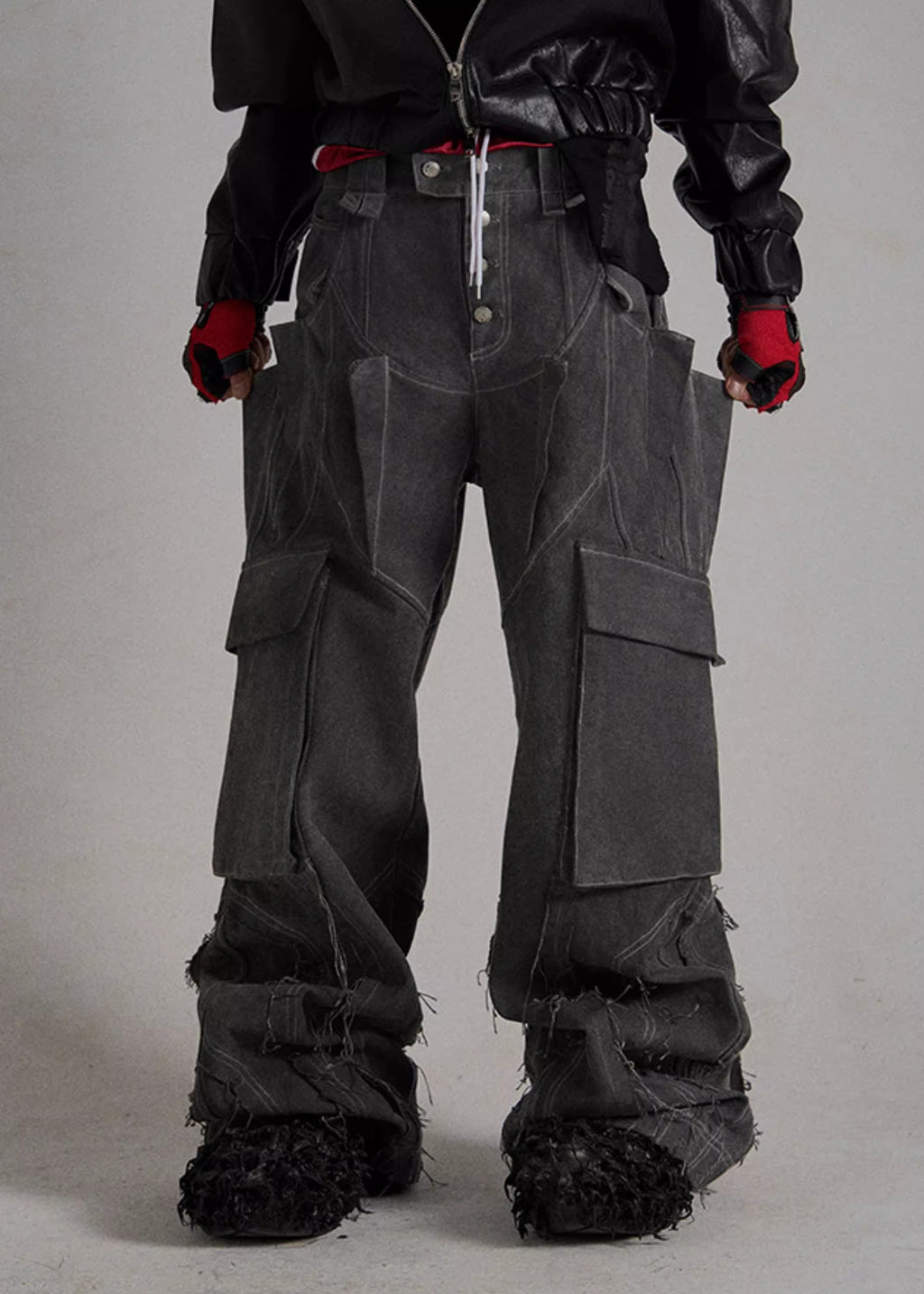 FLYERRER 24AW Irregular Splicing Used Jeans FR179