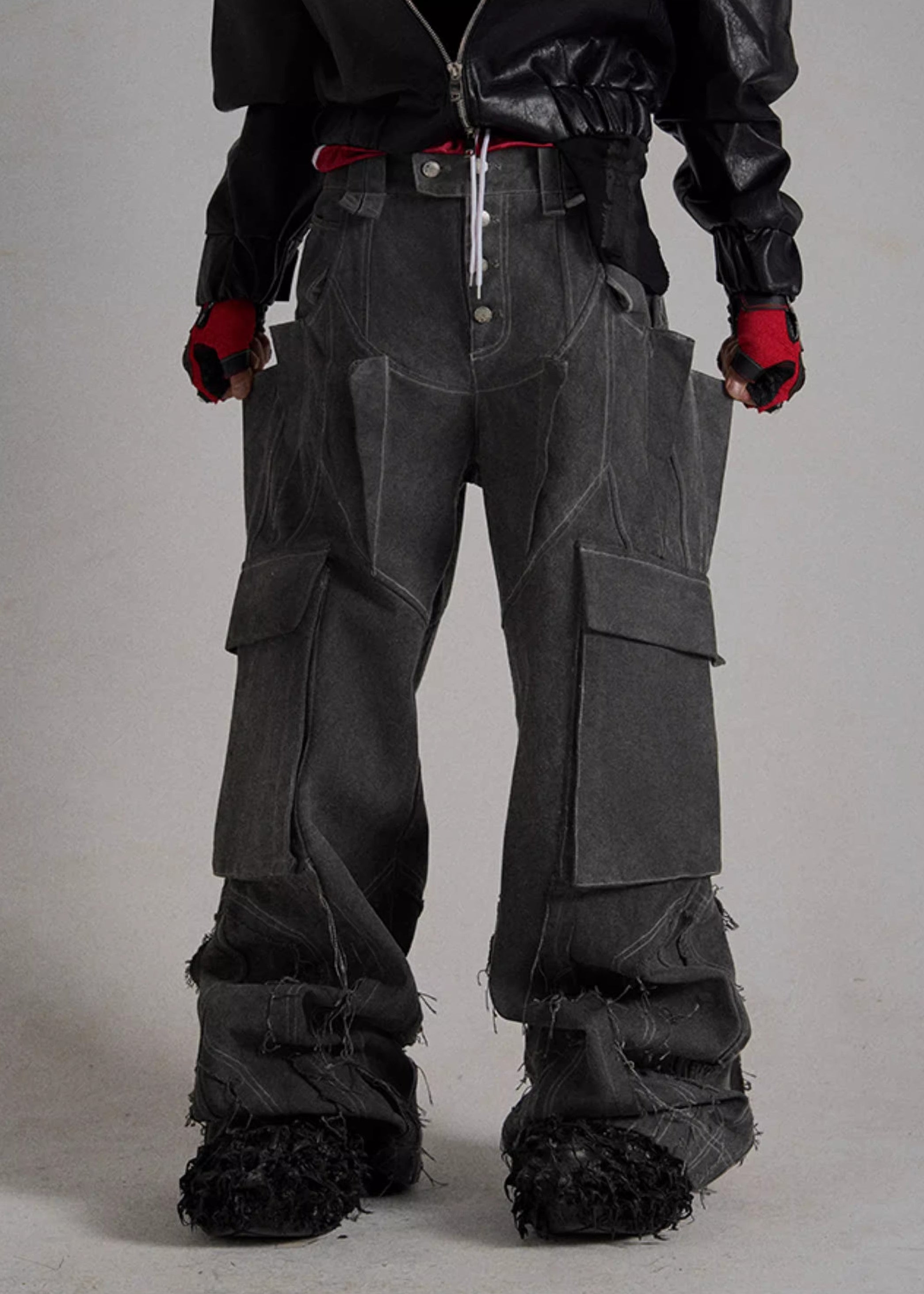 FLYERRER 24AW Irregular Splicing Used Jeans FR179
