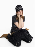 Flyerrer Organic Skeleton Gothic‑Script Ice‑Silk Skullcap, Breathable Dark‑Alt Street‑Beanie FR013'S