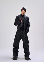 Flyerrer 25AW Heavy-Duty Irregular Paneled American-Style Biker Leather Jacket FR288