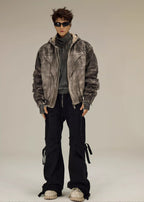 FLYERRER 23FW distressed mud dyed black silhouette jacket with cotton jacket FR078