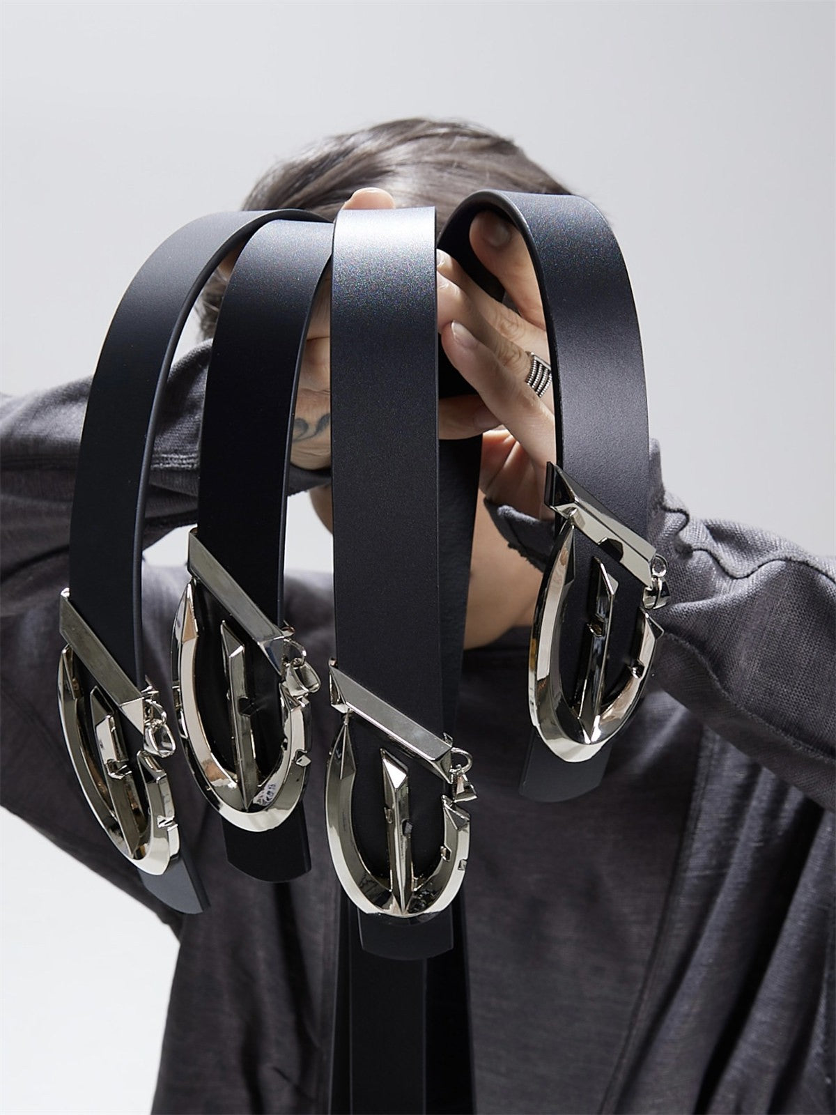 FLYERRER22FW Black Metal Buckle Belt for Men and Women FR008