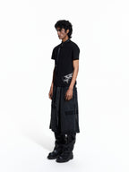 FLYERRER 26SS Black Cross Rubber Washed Raw Edge Loose Distressed Seven-Point Sweatpants FR328
