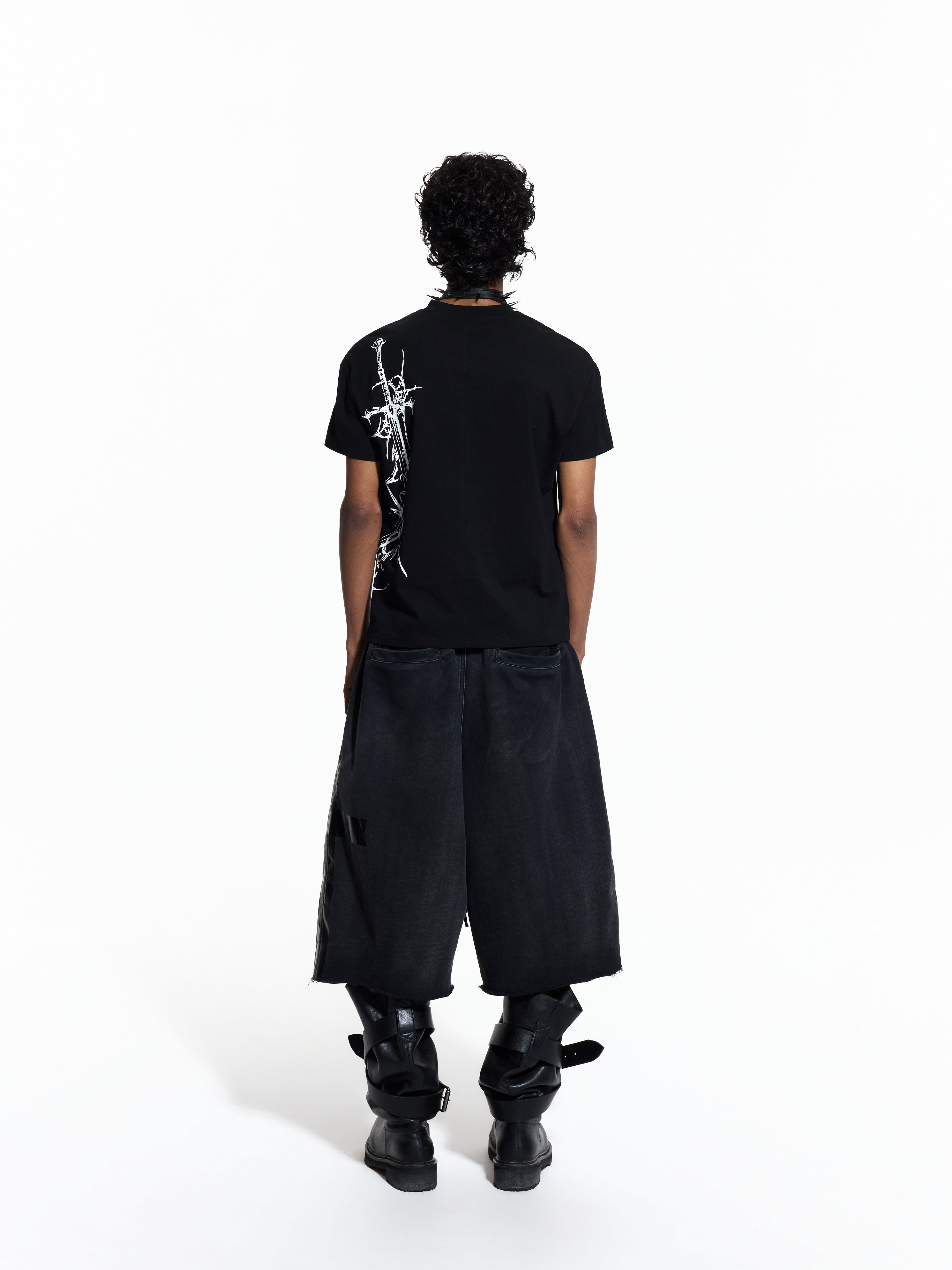 FLYERRER 26SS Slogan Vine Sword Print Stretch Breathable Slim Fit Street Tee FR334