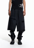 FLYERRER 26SS Black Cross Rubber Washed Raw Edge Loose Distressed Seven-Point Sweatpants FR328