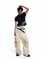 FLYERRER 26SS Black Cross & Vine Sword Print Stretch Breathable Street Slim Fit Short Sleeve Tee FR325