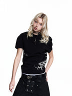 FLYERRER 26SS Slogan Vine Sword Print Stretch Breathable Slim Fit Street Tee FR334